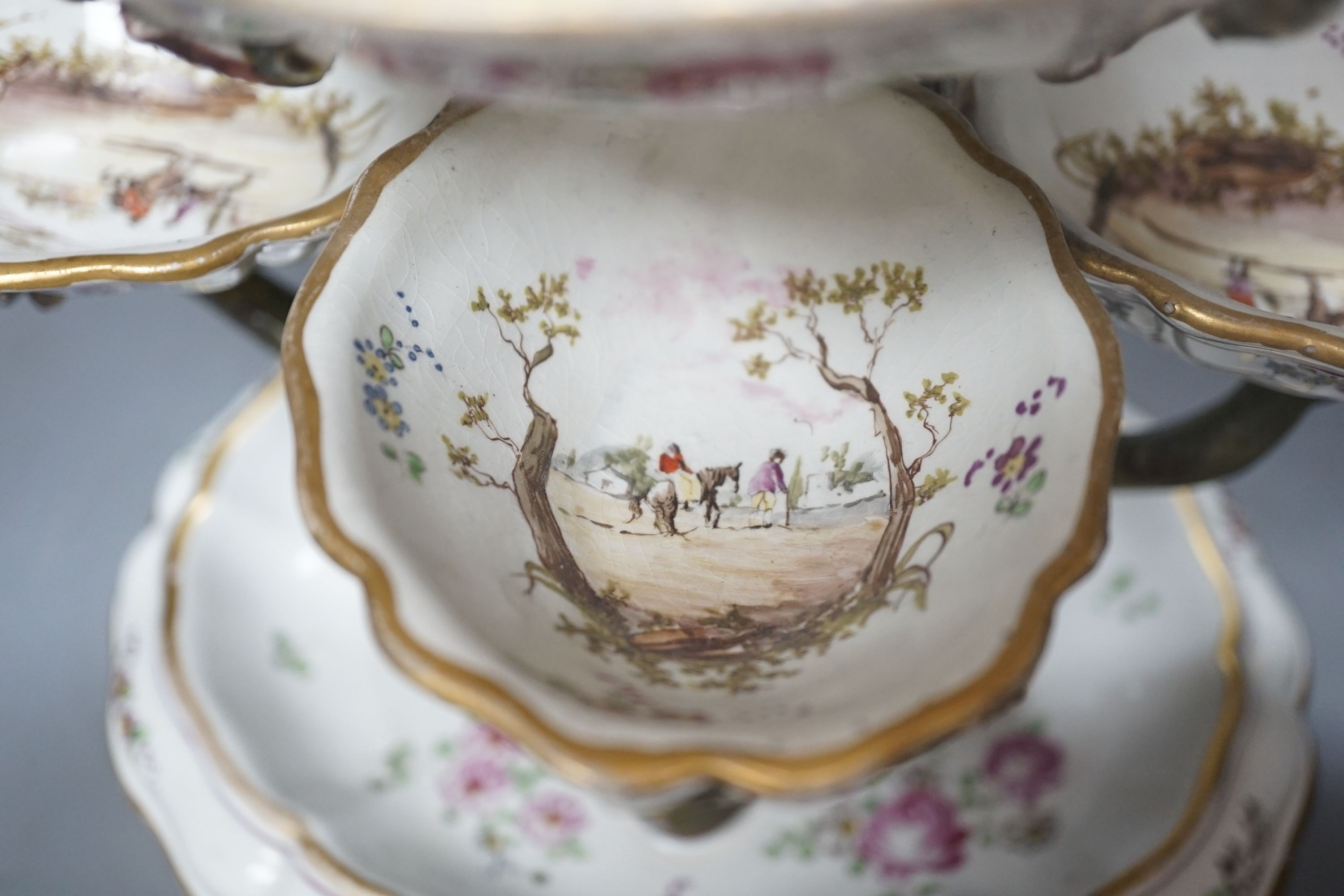 A 19th century Stebner faience four branch epergne, 21 cms high.